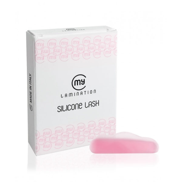 My Lamination Silicone Lash Pads in Pink, verpackt in einer stilvollen weißen Box mit Logo, hervorgehoben durch das 'Made in Italy' Qualitätssiegel.