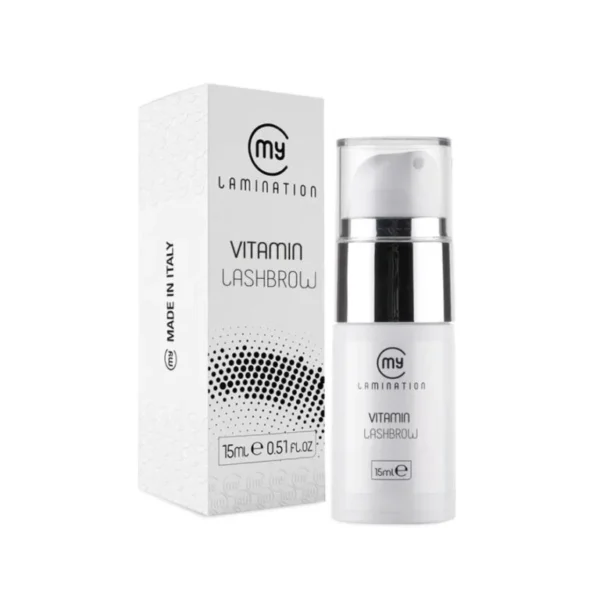 My Lamination Vitamin Lash Brow – Italienische Exzellenz für Ihre Augen, präsentiert in einer stilvollen Flasche mit praktischem Pumpspender.
