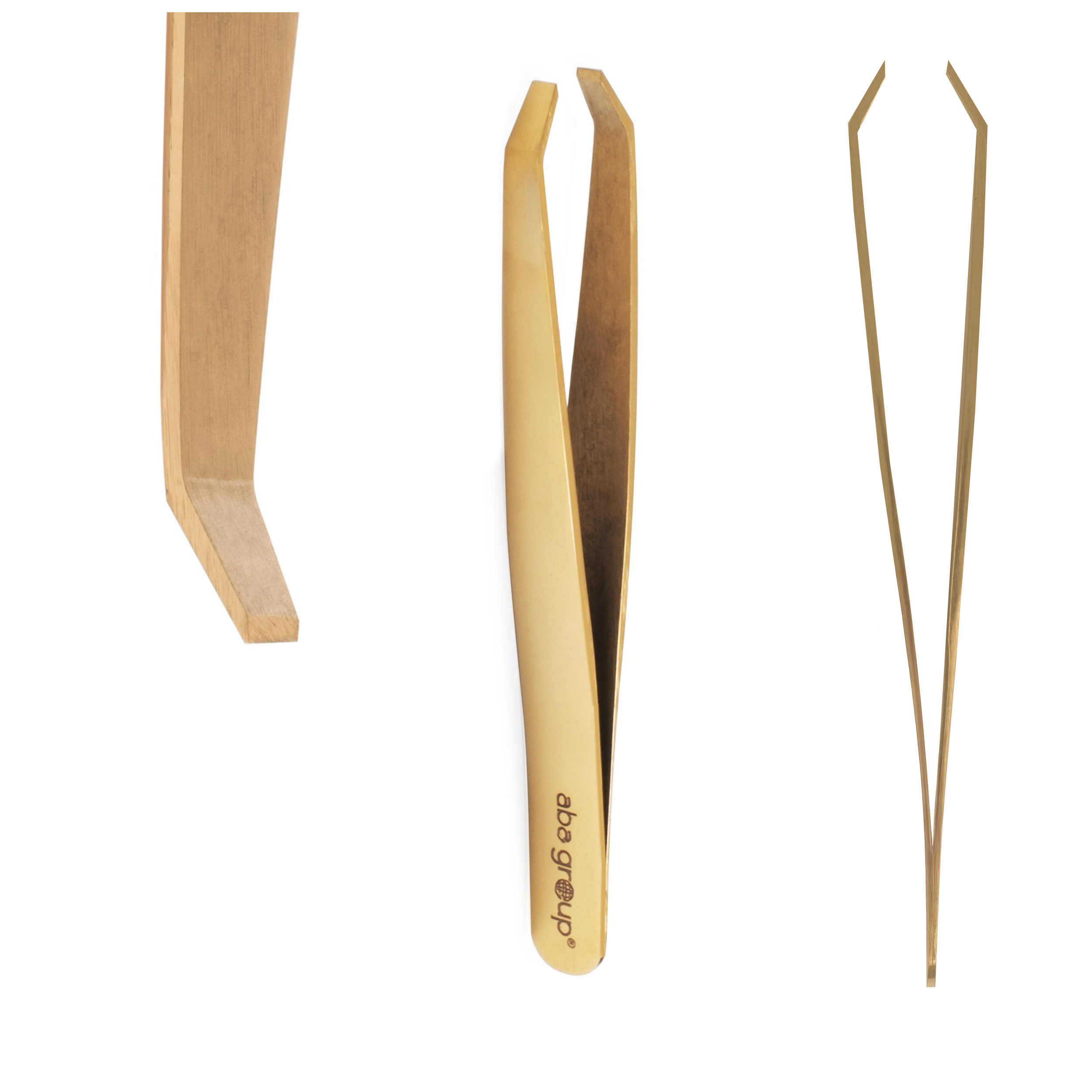 Goldene Aba Group Pinzette gebogen 9,5 cm – präzises Brow-Styling Tool aus Edelstahl für Henna & Augenbrauenformen